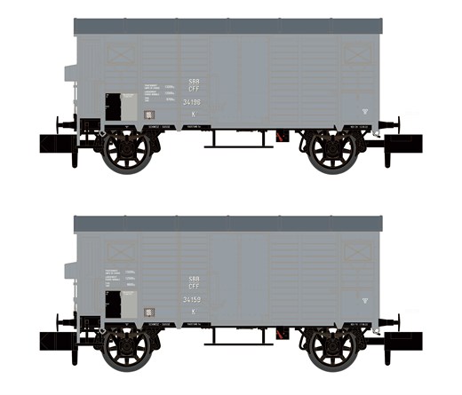 Hobbytrain H24204 - 2er Set gedeckte Gterwagen K2