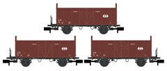 Hobbytrain H24302 - 3er Set offene Güterwagen Fbkk