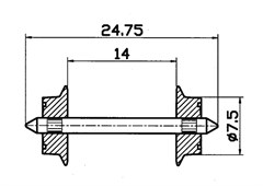 Roco 40184 - AC Radsatz  Paar 7,5mm     (40
