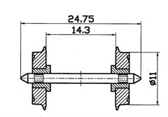 Roco 40199 - Radsatz 2fachisol. 11mm    1 P