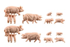 Vollmer 43740 - H0 Schweinestall mit Schweine